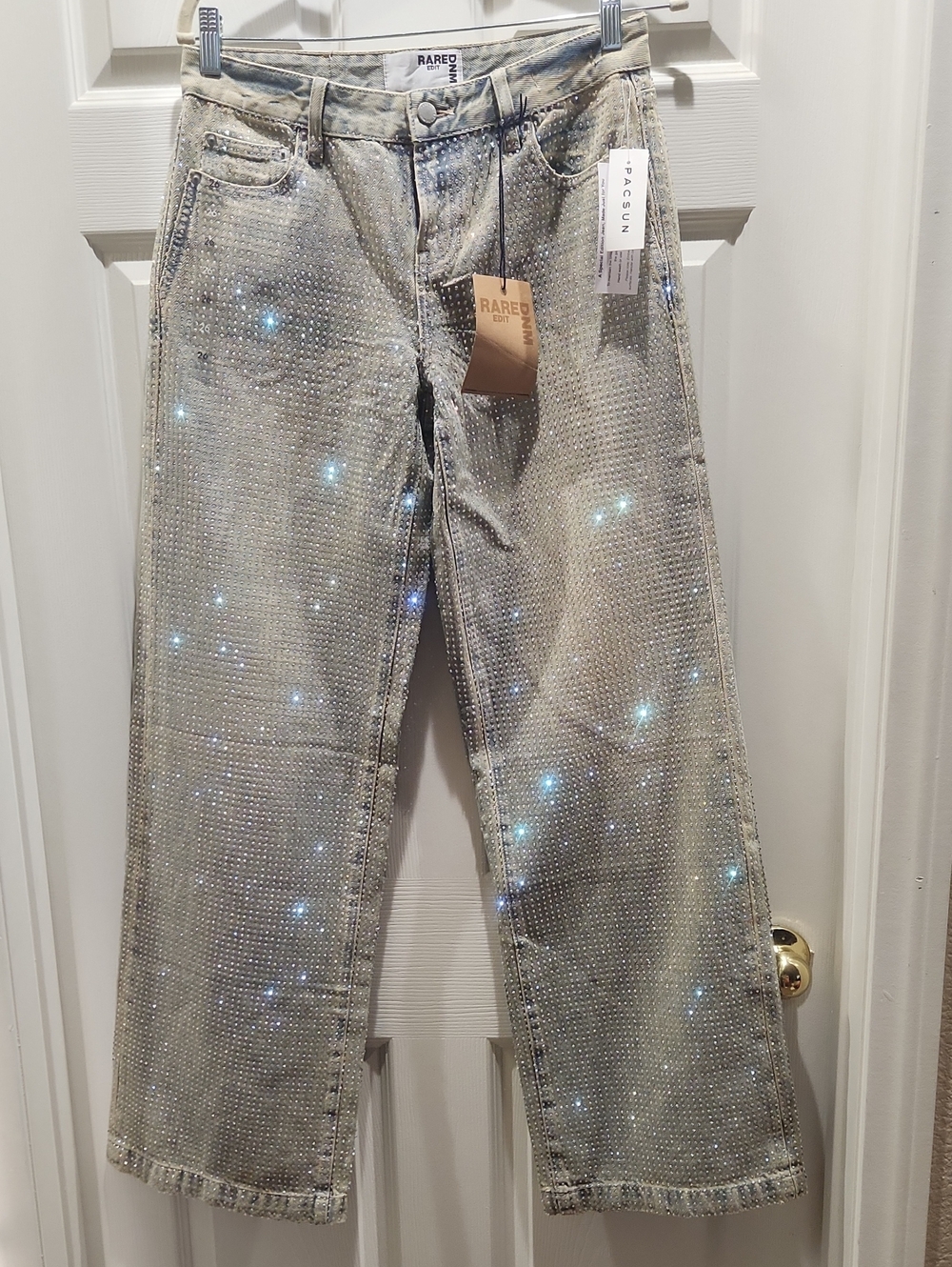 PacSun Silver Crystal Straight-Leg Jeans